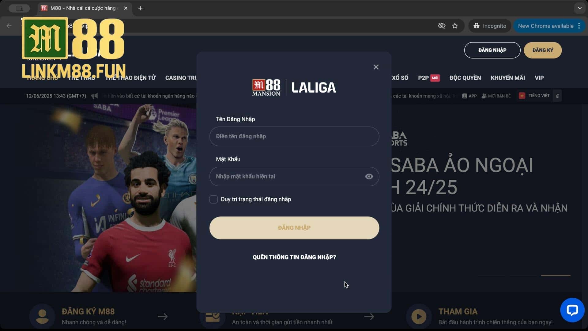 Đăng nhập link M88 an toàn